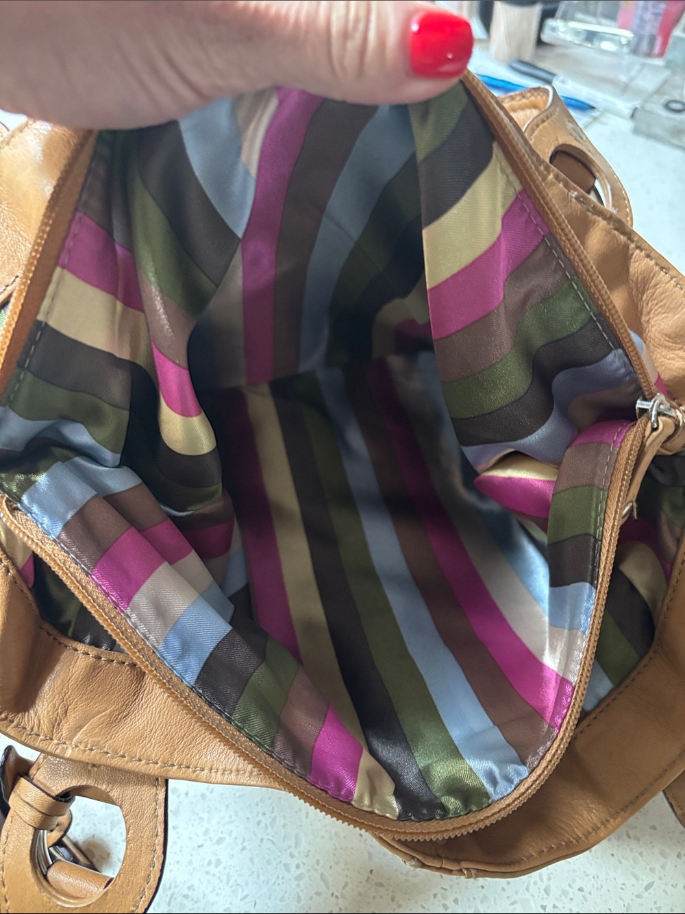 Tignanello Tan Leather Shoulder Tote bag - Picture 12 of 15